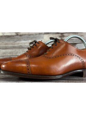 Crockett & Jones Malton Leather Oxfords Sz 7 1/2 E UK 8.5 US brown Made England
